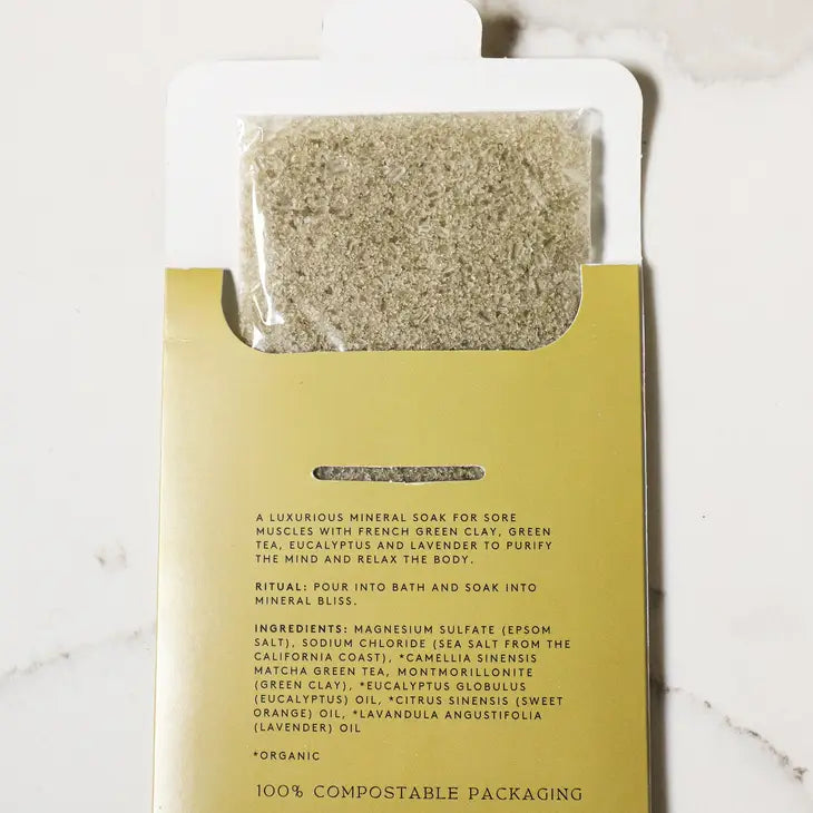 Mineral Bath Soak Sachet, Green Tea & Eucalyptus 2oz.