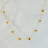 Dainty Golden Bead Flower Necklace