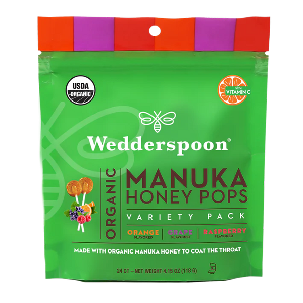 Organic Manuka Honey Pops - Variety (Orange, Grape, Raspberry)