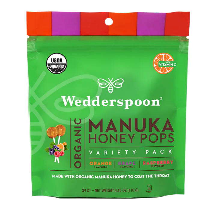Organic Manuka Honey Pops - Variety (Orange, Grape, Raspberry)