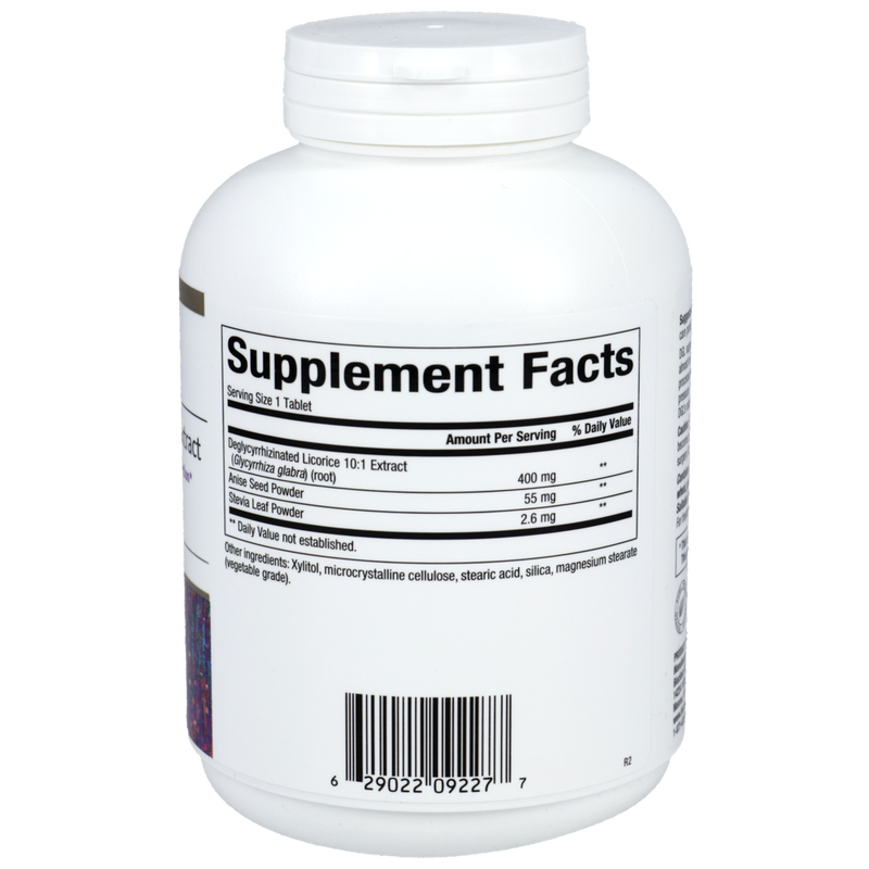 Deglycyrrhizinated (DGL) Licorice Root Extract Chewable Tablets, 180ct