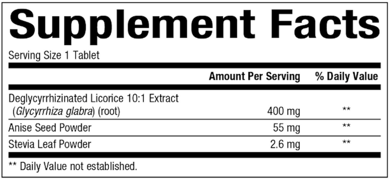Deglycyrrhizinated (DGL) Licorice Root Extract Chewable Tablets, 180ct