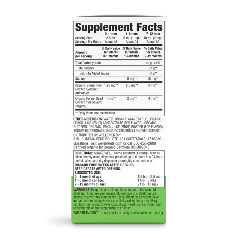 Wellements Organic Gripe Water, 4oz.