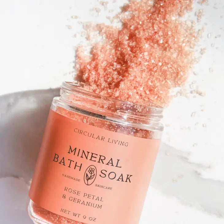 Mineral Bath Soak, Rose Petal & Geranium, 9oz.