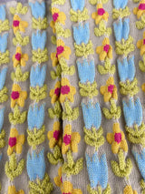 Gray Embossed Flower Tube Socks