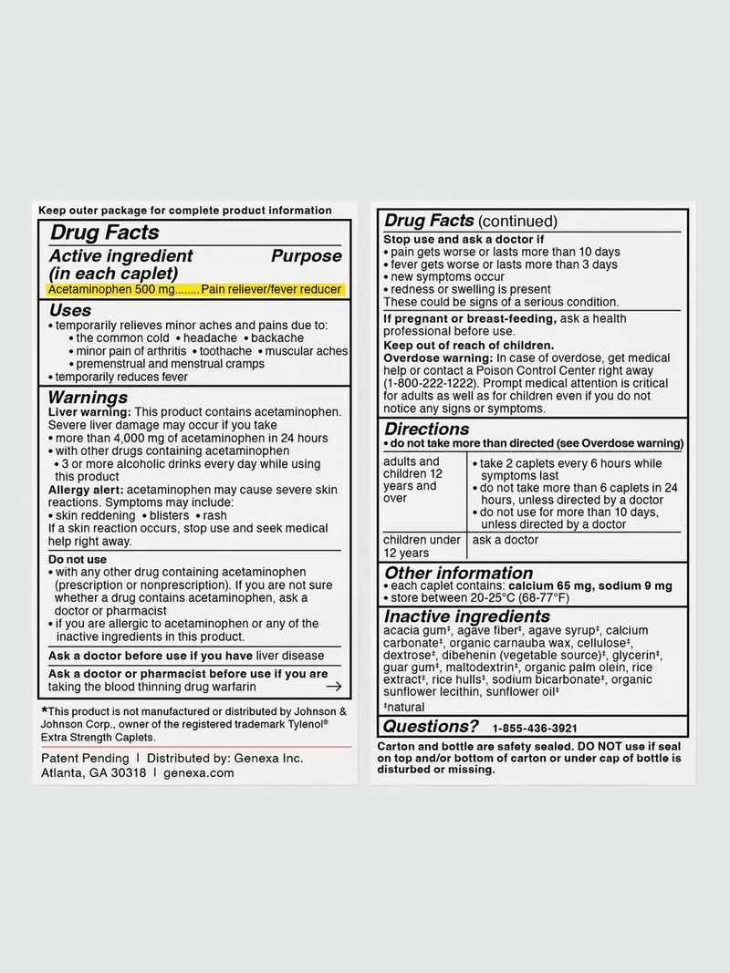 Acetaminophen Extra Strength 100ct