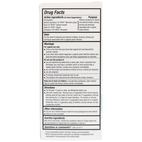 Yeast Arrest Suppositories, 14 ct
