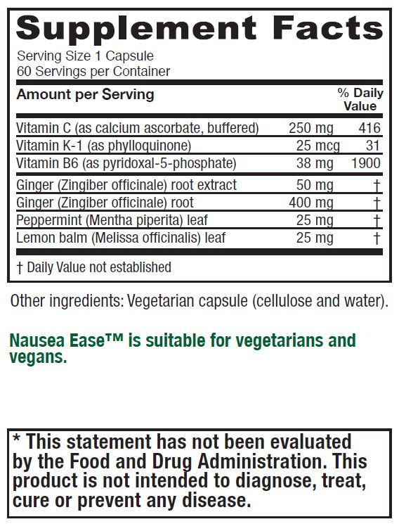 Nausea Ease Capsules, 60 ct