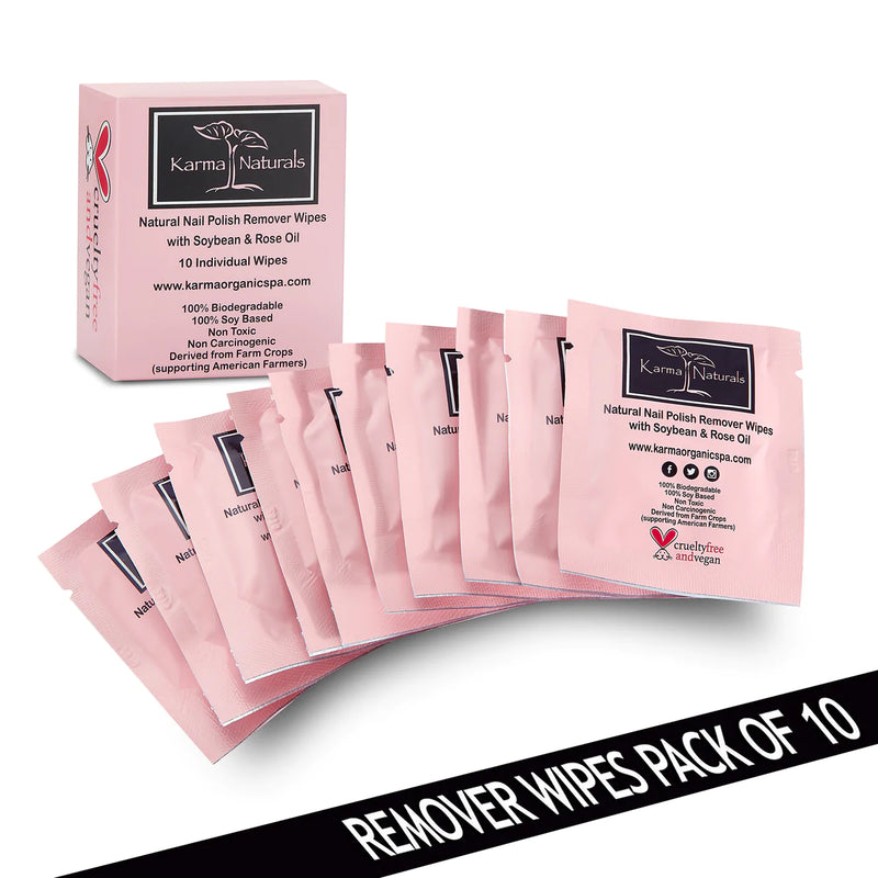 Rose Nail Polish Remover Wipes 10-pack