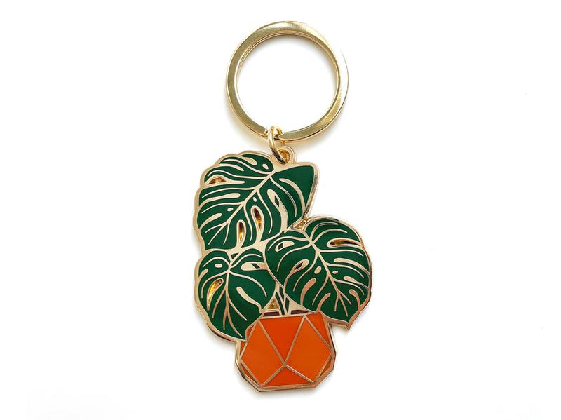 Monstera Enamel Keychain