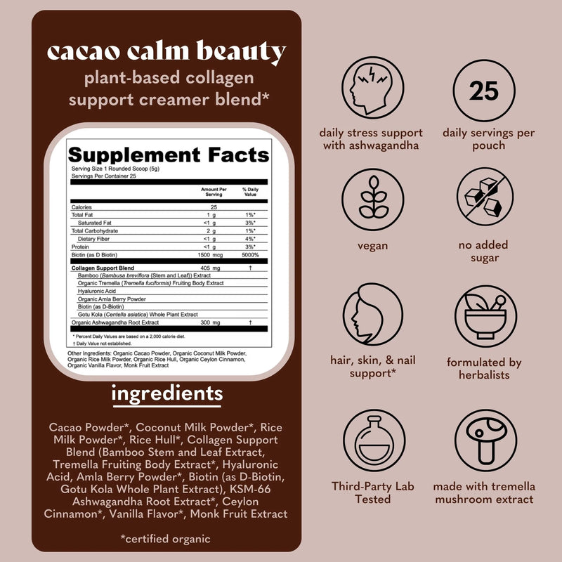 Cacao Calm Plant-Based Collagen Support Drink Blend + ashwagandha