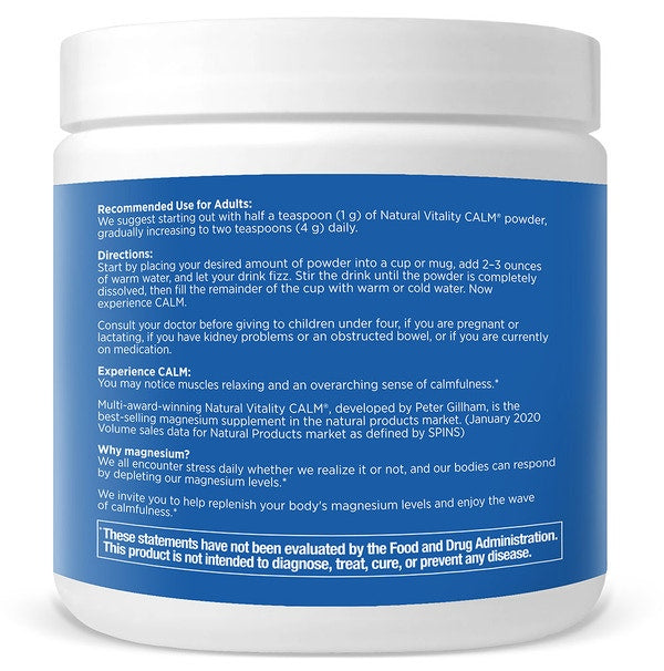 Calm Magnesium Powder, Raspberry-Lemon 8oz