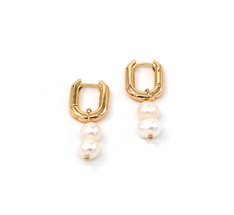 Remi Double Pearl Hoops